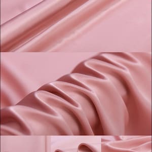 May include: Close-up of a flowing, blush pink fabric with a satin sheen. The fabric is draped in soft folds, creating a sense of movement and texture. The text "Eternity is not a distance but a decision" is at the bottom.