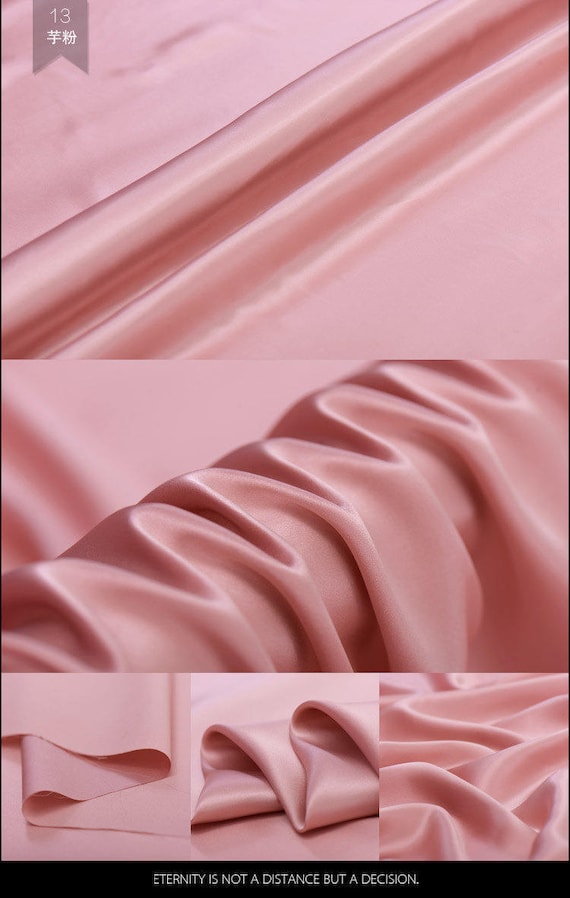 Solid Cameo Pink 100% Pure Silk Charmeuse Fabric By The Yard or Metre Width 44 inch 16 Momme