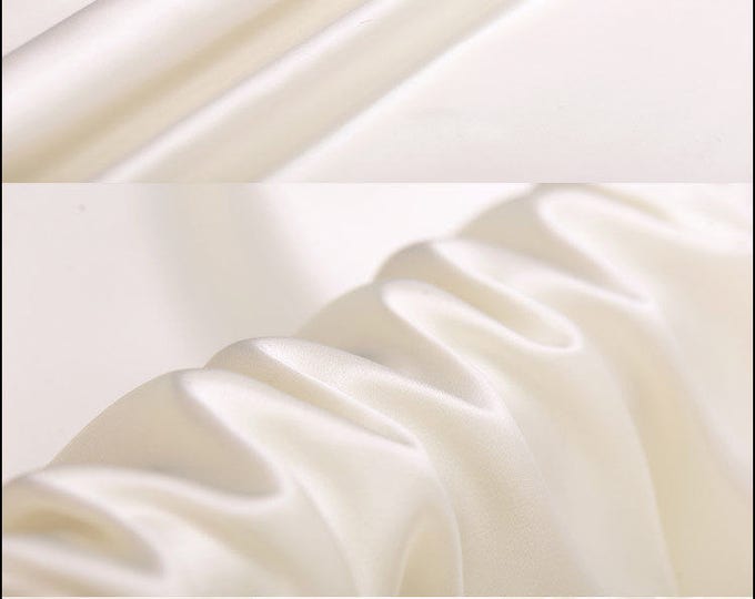 1Yard Pure White Silk Charmeuse Fabric Natural Silk Satin