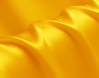 Golden Yellow Charmeuse Fabric - 100% Pure Silk Solid Fabrics for Fashion Width 44 inch 16 Momme
