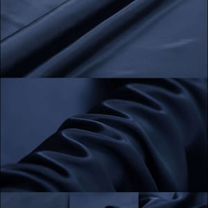 Solid Navy Blue 100% Pure Silk Charmeuse Fabric By The Yard or Metre Width 44 inch 16 Momme