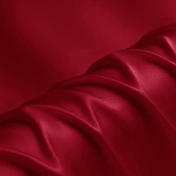 Tissu Crepe Satin de Soie Tango rouge Tissus Charmeuse pour Vetement au Mètre