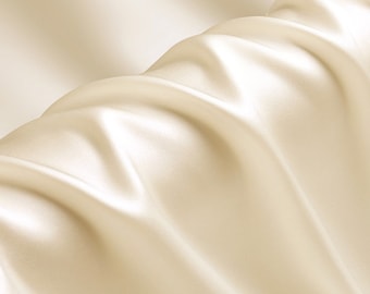 Tissu Crepe Satin de Soie Champagne pour Vetement au Mètre