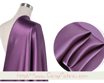 Solid Grapes Purple 100% Pure Silk Charmeuse Fabric Width 44 inch 16 Momme