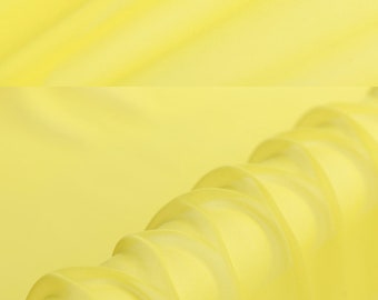 Solid Yellow 100% Pure Silk Crepe Georgette Fabric Width 43 inch 8 Momme