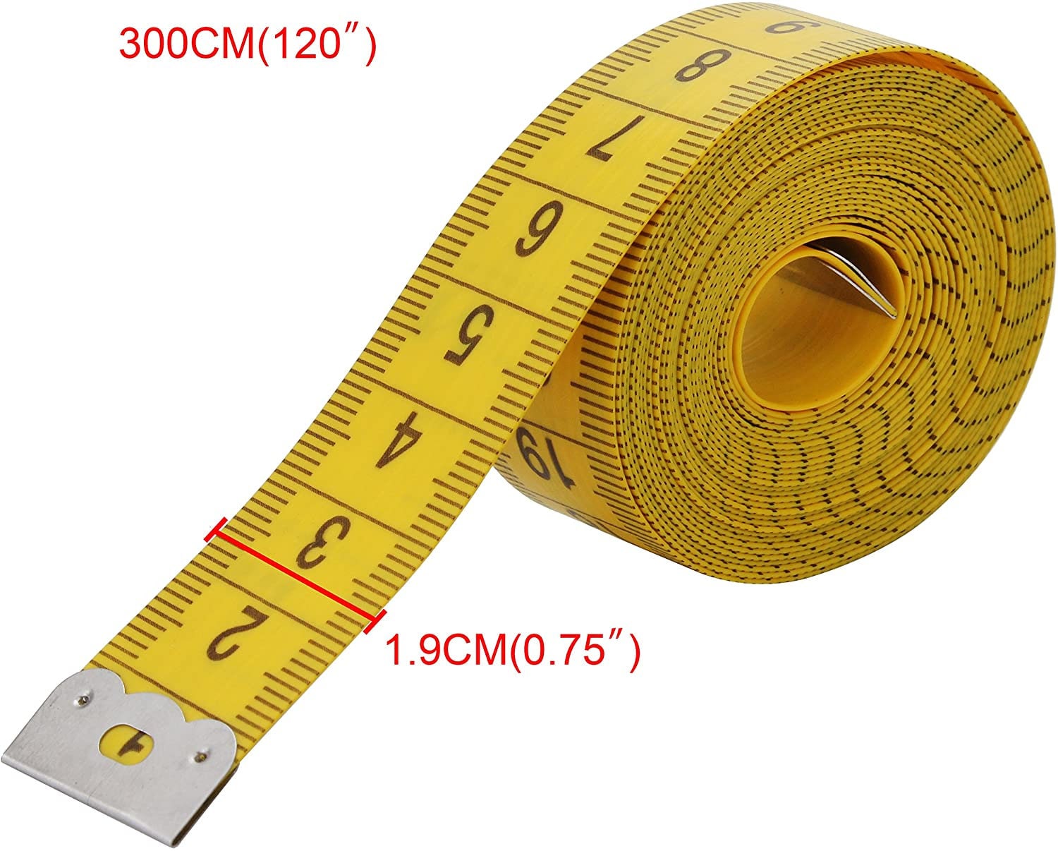 5pcs 300cm 120 Couture mesure suivant un régime en tissu jaune Craft Règle  Ruban à mesurer 
