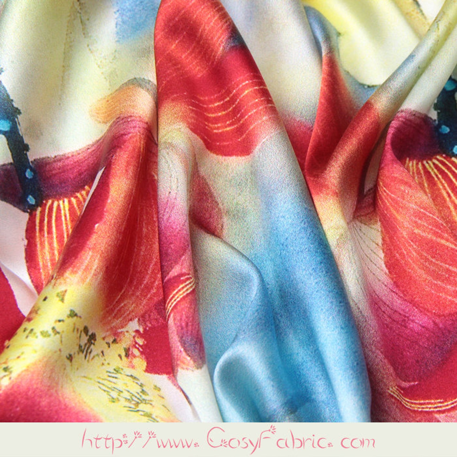 Lotus Flower Floral Print Stretch Silk Satin Fabric by the 1.1 Etsy