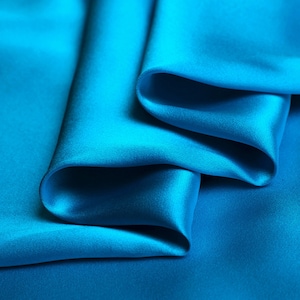 Blue Jewel Color Real Silk Fabric Charmeuse Fabric for Sewing Clothing Width 44 inch 16 Momme