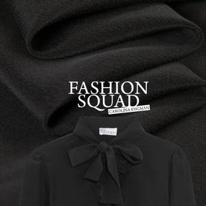 Solid Black 100% Silk Crepe de Chine Fabric By The Yard or Metre Width 55 inch 18Momme