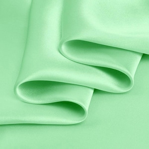 Light Bean Green Charmeuse Fabric - 100% Pure Silk Solid Fabrics for Fashion Width 44 inch 16 Momme