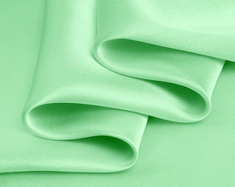 Tissu Satin Crepe de Soie Tissus Charmeuse Vert haricot clair pour Vetement au Mètre