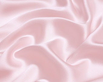 Tissu Satin Crepe de Soie Rose clair Tissus Charmeuse Rose pâle pour Vetement au Mètre