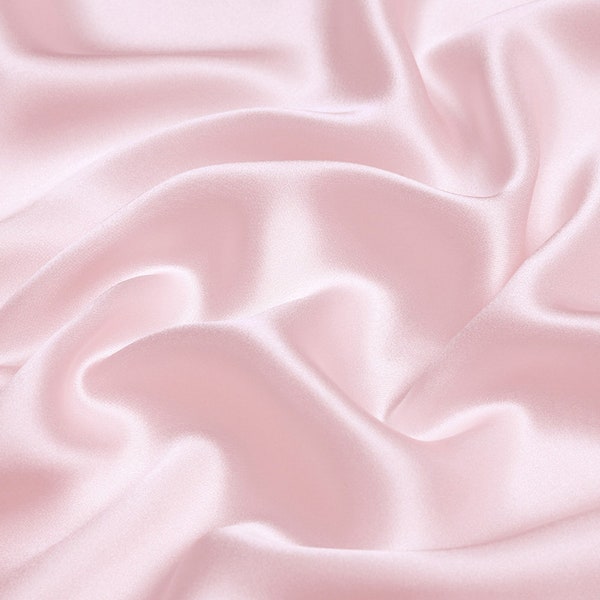 Light Pink Charmeuse Fabric Pale Pink Pure Real Silk Satin Fabrics for Fashion Apparel Width 44 inch 16 Momme