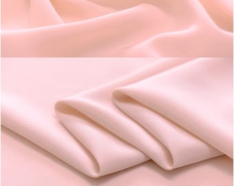 Solid Pale Pink 100% Silk Crepe de Chine Fabric By The Yard or Metre Width 44 inch 23 Momme