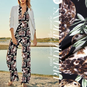 Bird's Nest Print Black 100% Silk Crepe de Chine Fabric for Apparel Width 53 inch