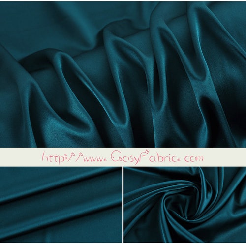 Solid Midnight Green Stretch Silk Satin Fabric by the Yard or Etsy
