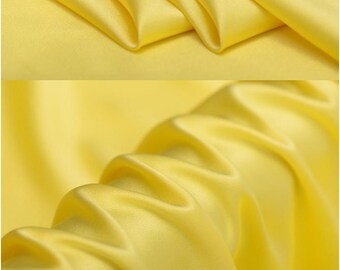 Solid Yellow Stretch Silk Satin Fabric By The Yard or Metre Width 53 inch 19 Momme