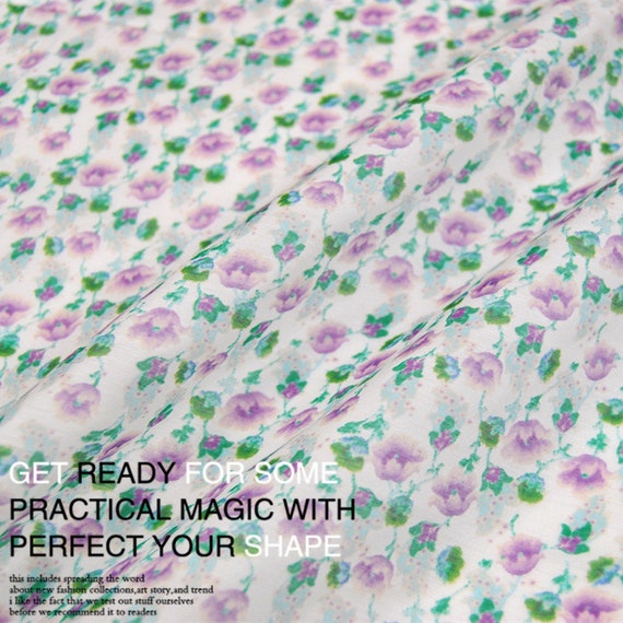 White Silk Cotton Blend Fabric With Small Floral Print Fabric By The Yard Width 55 inch