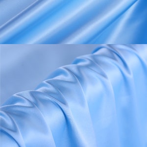 Solid Light Blue Stretch Silk Satin Fabric By The Yard or Metre Width 42 inch 19 Momme