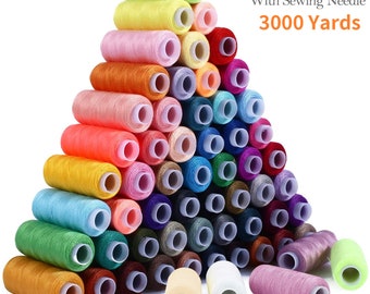 Polyester Couture Thread 3000 yards par bobine - 100 COLORS Fil durable