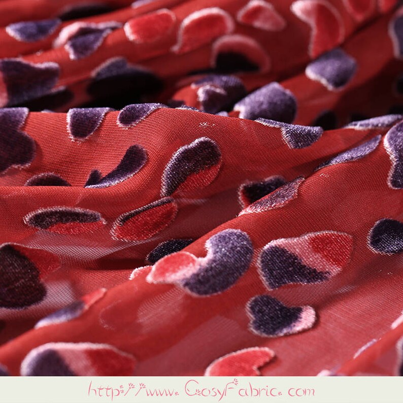 Red Silk Etchedout Velvet Apparel Fabric With Spot Pattern Etsy