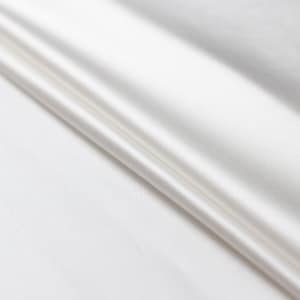 White Solid Silk Cotton Blend Satin Fabric By The Yard or Metre  Width 45 inch 17 Momme