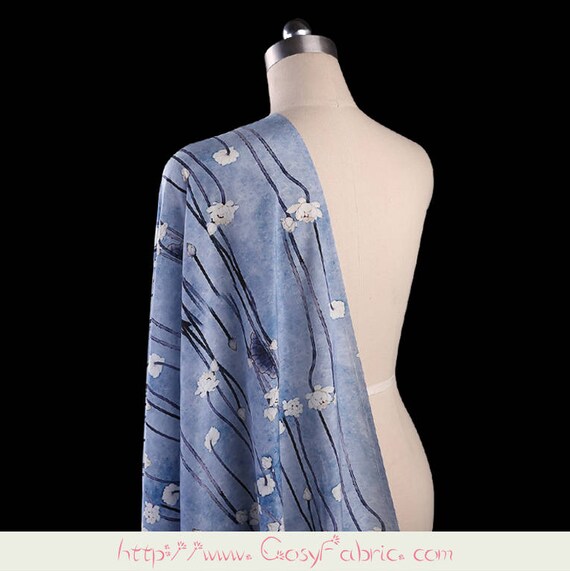 Indische bloemenprint 100% Pure zijde Crepe de Chine naaien Indische bloemenprint 100% Pure zijde Crepe de Chine naaien