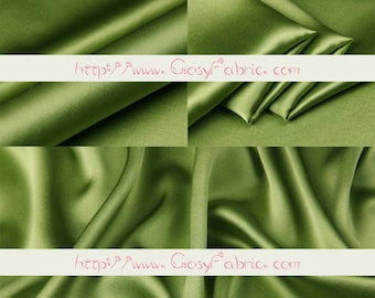 Solid Moss Green 100% Pure Silk Charmeuse Fabric Width 44 inch 16 Momme