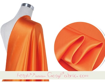 Solid Orange 100% Pure Silk Charmeuse Fabric Width 44 inch 16 Momme