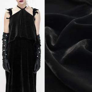 Black Silk Cotton Velvet Fabric for Fashion Apparel Width 44 inch