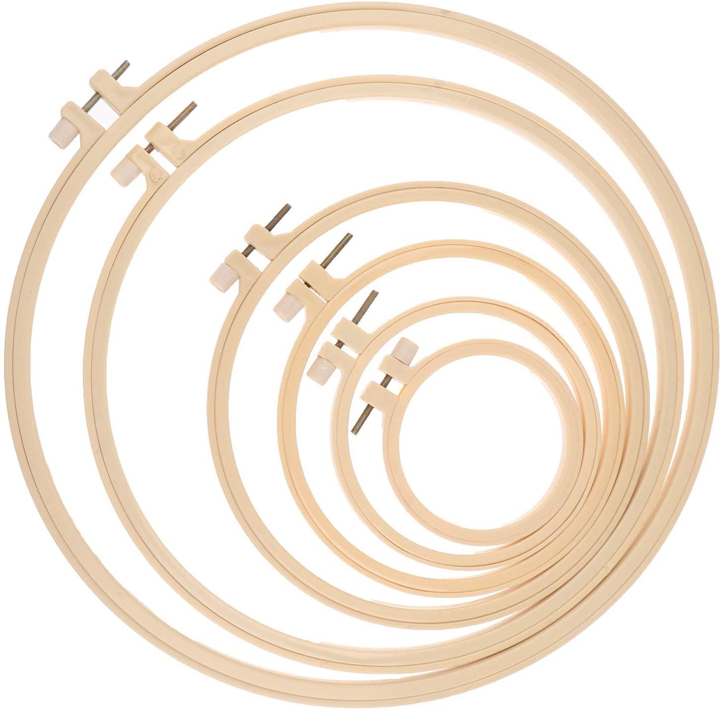 10pcs/Set 7.5-26cm Round Wooden Color Embroidery Hoops Frame Set Plastic  Embroidery Hoop Rings For DIY Cross Stitch Needle Craft