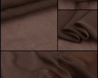 Solid Brown 100% Pure Silk Crepe Georgette Fabric Width 44 inch 8 Momme
