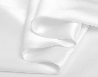 Tissu Crepe Satin Stretch de Soie Blanc pour Vetement au Mètre