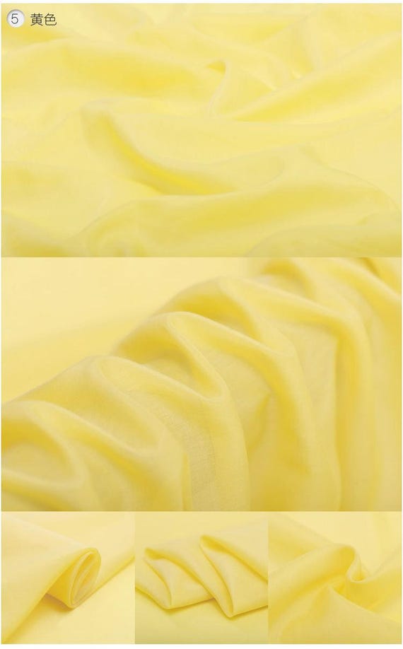 Solid Yellow Silk Cotton Blend Fabric By The Yard or Meter Width 53 inch