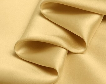 Golden Real Silk Fabric Gold Charmeuse Crepe Fabrics Cloth for Sewing Clothing Width 44 inch 16 Momme