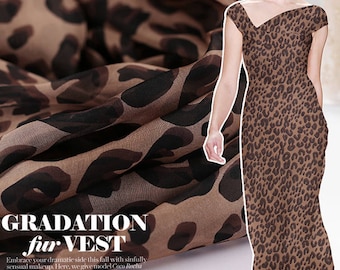 Leopard Print Brown 100% Pure Silk Summer Chiffon Fabric Width 53 inch