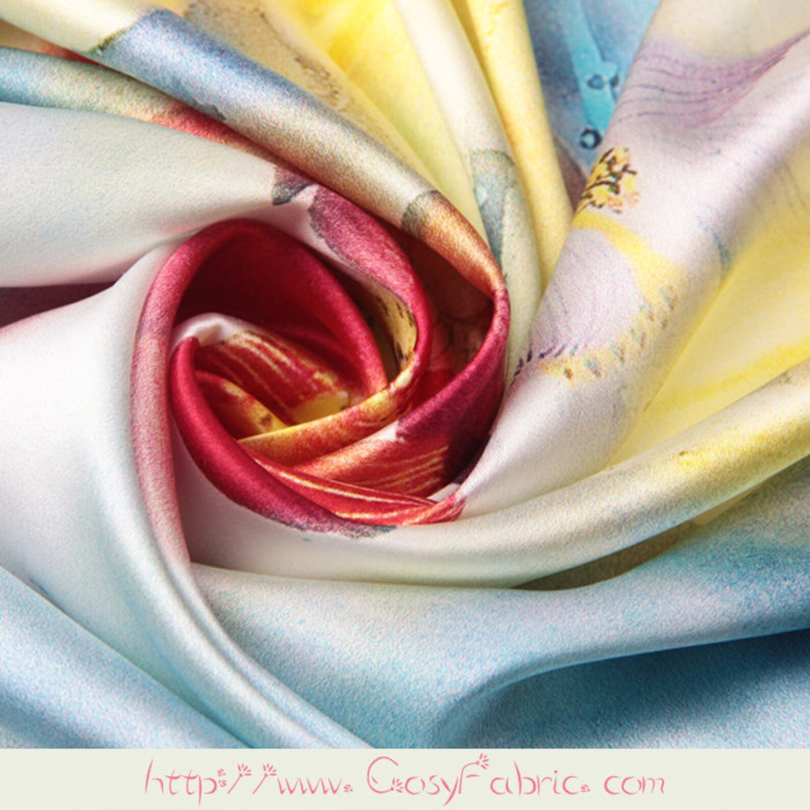 Lotus Flower Floral Print Stretch Silk Satin Fabric By The 1.1 Etsy