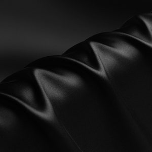 Black 100% Pure Silk Charmeuse Fabric - Designer Solid Lining Cloth by The Yard or Meter 114 cm (44") wide 16 Momme