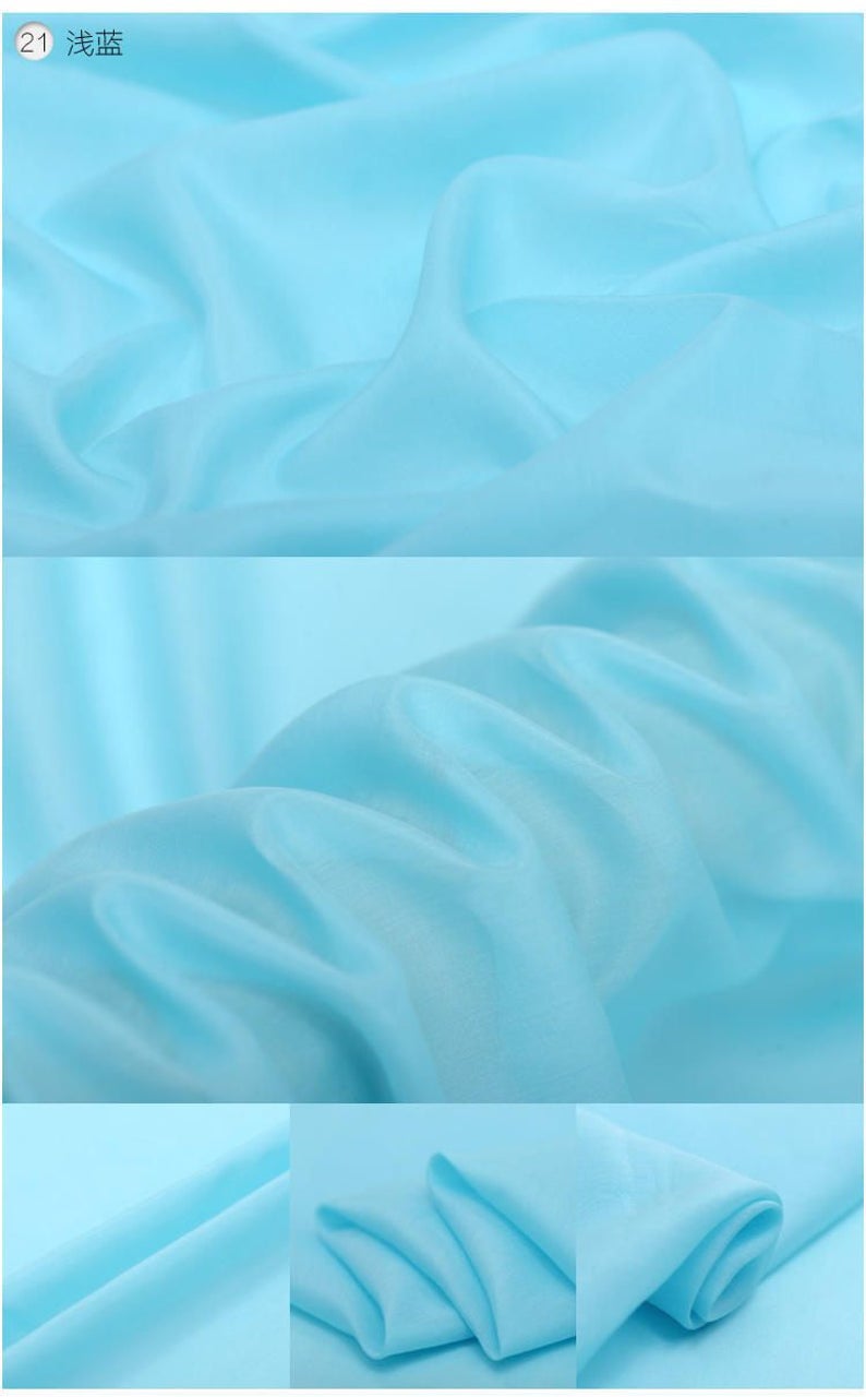 Solid Light Blue Silk Cotton Blend Lining Fabric by the Yard Etsy