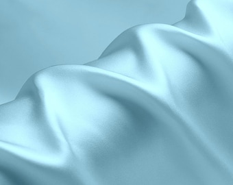 Tissu Crepe Satin en 100% Soie Bleu ciel d'hiver Tissus Charmeuse au Mètre