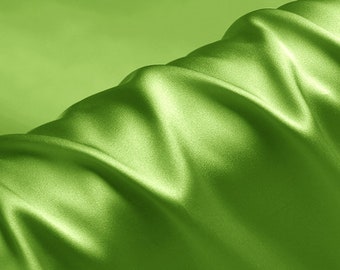 Tissu Crepe Satin en 100% Soie Vert herbe Tissus Charmeuse Vert gazon au Mètre