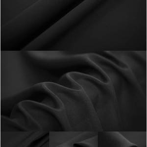 Solid Black 100% Silk Crepe de Chine Fabric By The Yard or Meter Width 55 inch 16 Momme