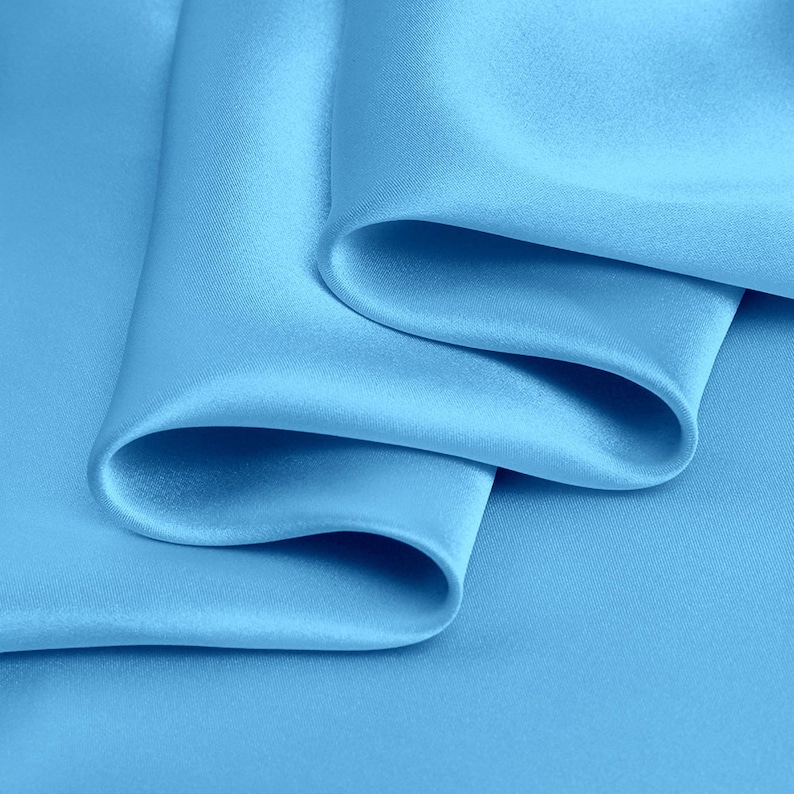 Pale Blue Real Silk Fabric Charmeuse Crepe Fabric for Sewing Clothing Width 44 inch 16 Momme image 2