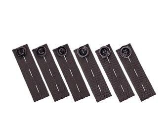 Extenseurs élastiques de taille (6 pack), extenseurs réglables de ceinture pour hommes et femmes, pantalons de pantalons de bouton d’extension ensemble noir