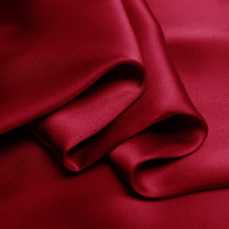 Tango Red Pure Real Silk Fabric Charmeuse Crepe Satin Fabrics for Sewing Clothing Width 44 inch 16 Momme image 2