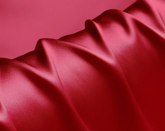 Tissu Crepe Satin de Soie Rouge écarlate Tissus Charmeuse pour Vetement au Mètre