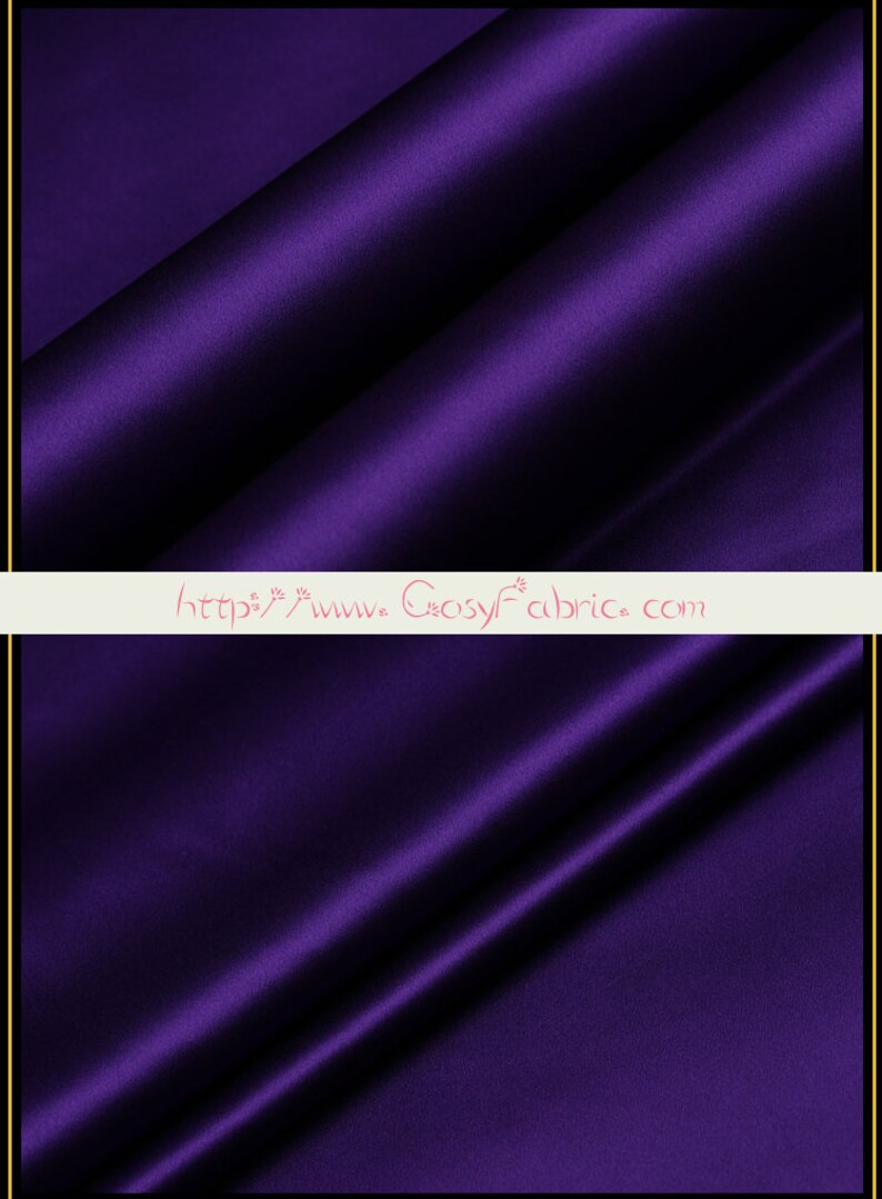 Solid Violet Prue Silk Satin Charmeuse Fabric By The Yard or Metre Width 44 inch 30 Momme