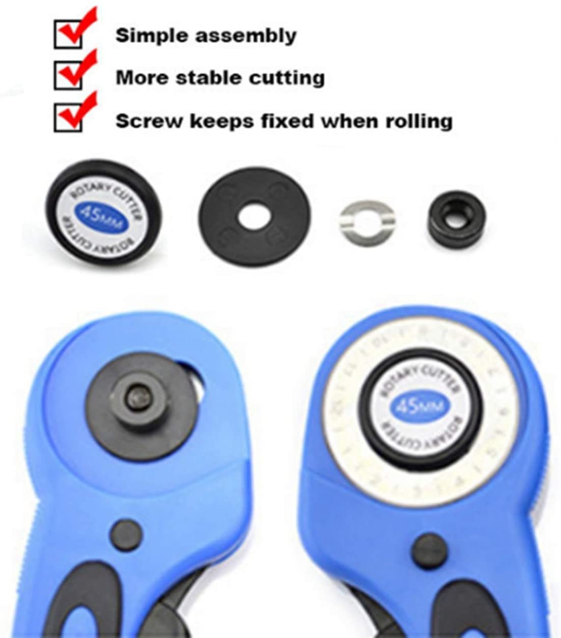 Gerich 45mm Round Wheel Rotary Cutter Quilting Sewing Roller Fabric Cutting  Tools Blue