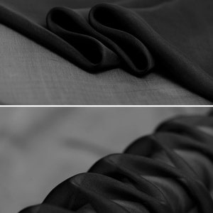 Solid Black 100% Pure Silk Chiffon Fabric by the Yard or Metre - Etsy