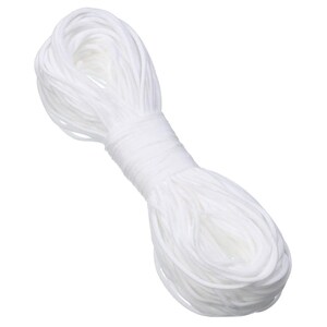 May include: A white elastic cord, wound into a coil, for crafting and DIY projects.